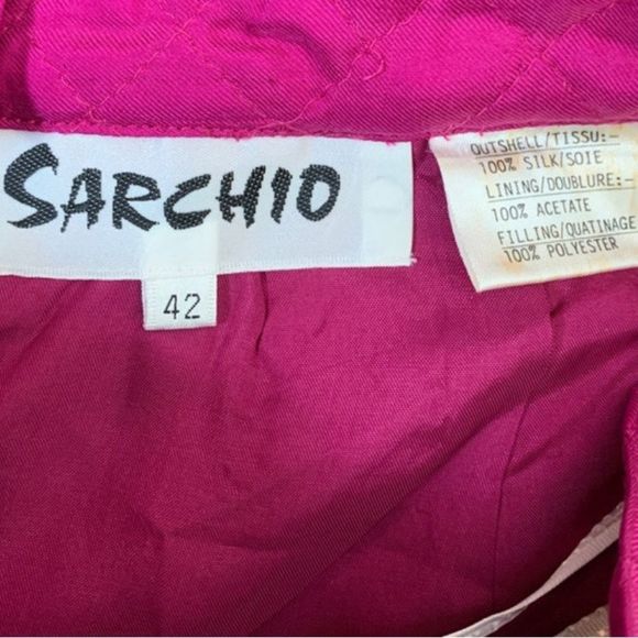 Vintage 90s silk quilted skirt. 1990s magenta pink statement skirt. waist 29" - Picture 7 of 7